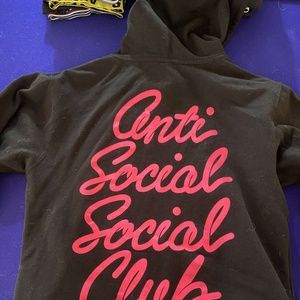 Anti Socials club Black and pink hoodie